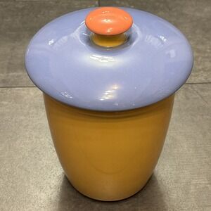 Lindt-Stymeist Colorways Canister - Large (9.5") Yellow & Blue Kawaii w/ Lid GUC